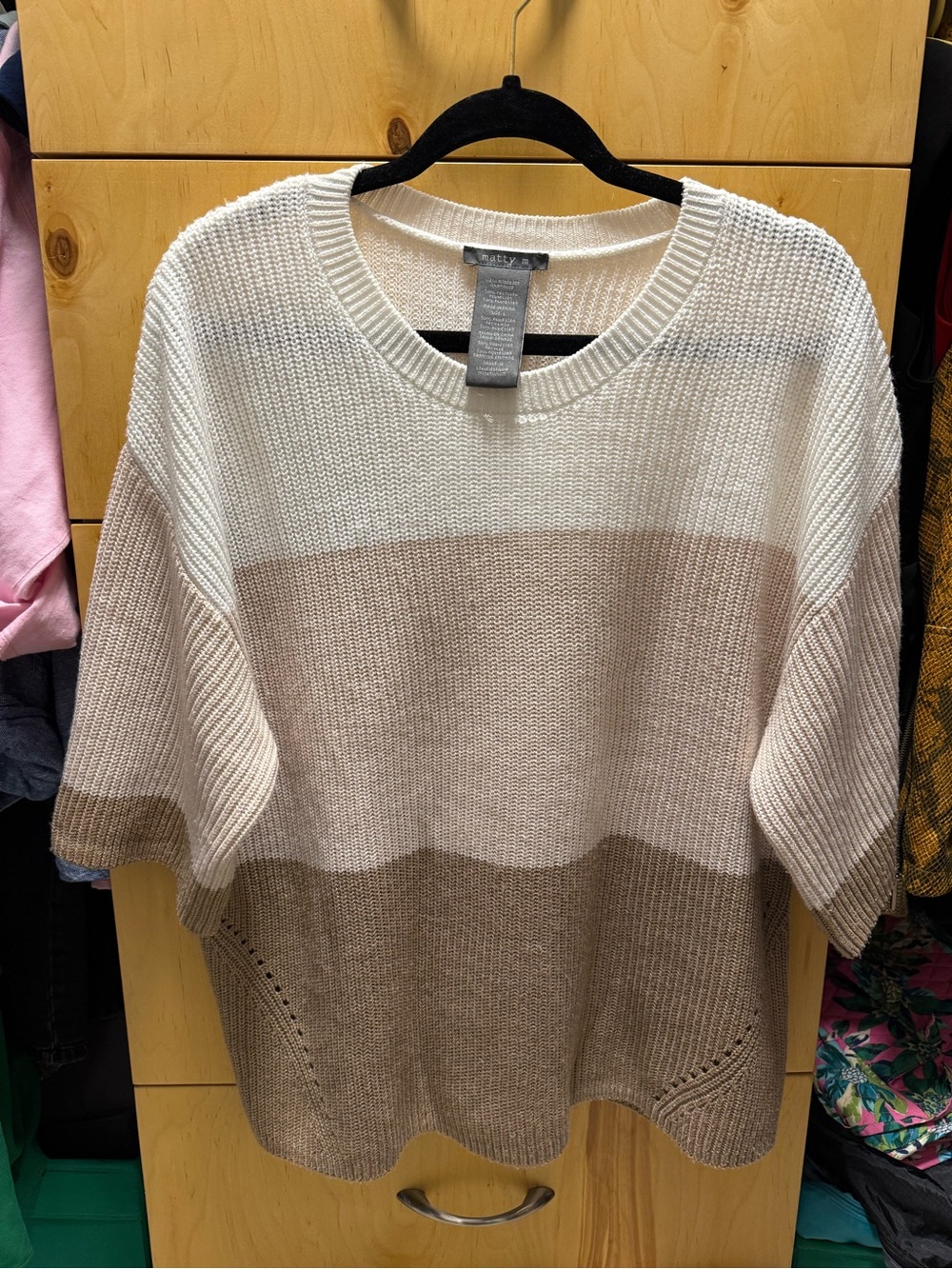 Matty M Colorblock Striped Crewneck Oversized Sweater